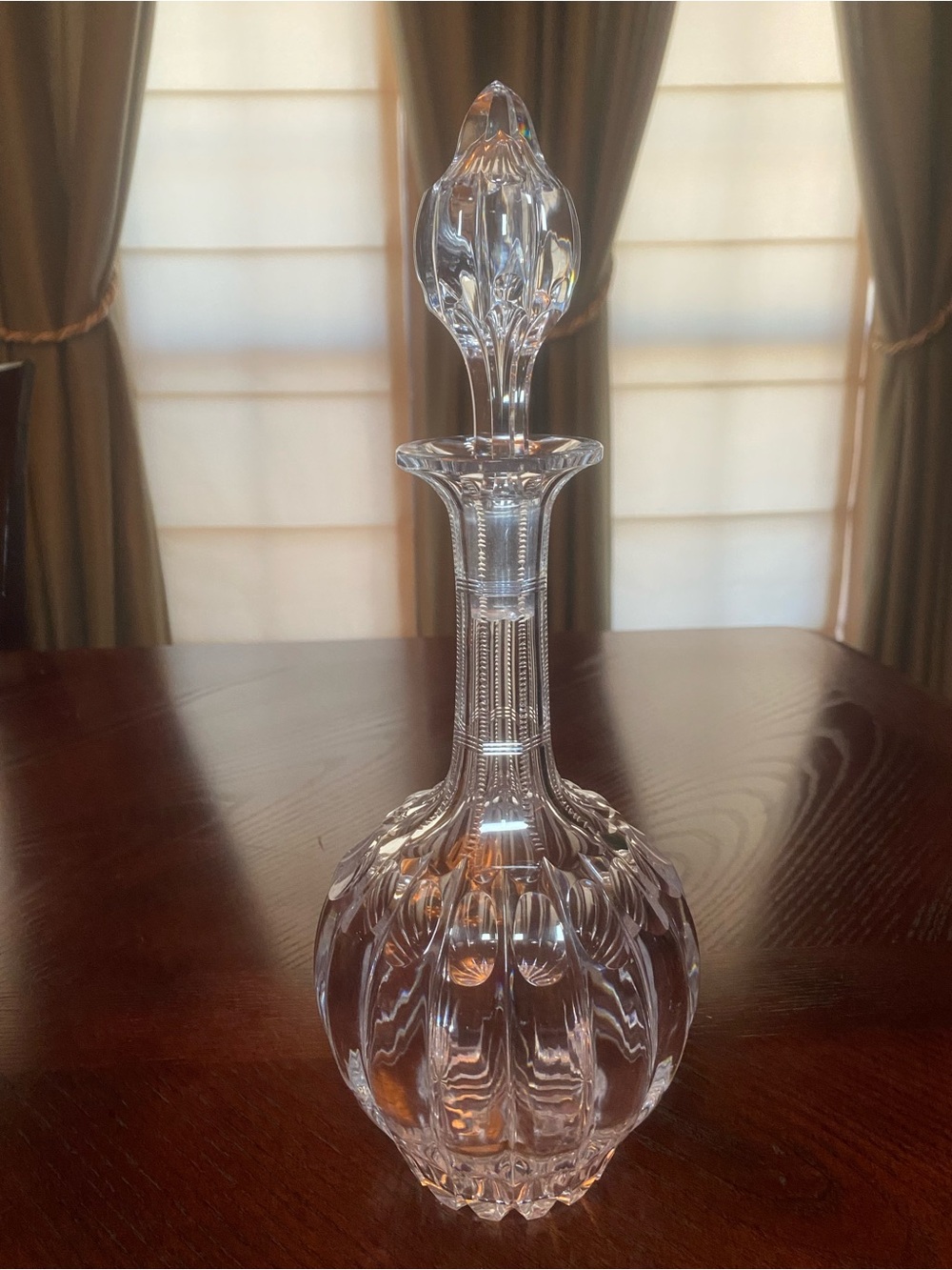 Victorian Cut Glass Decanter with Stopper - 13.5 inches. Beautiful condition